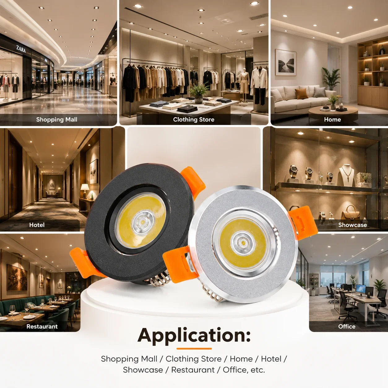 Commercial Kitchen Ceiling - JOYINLED Luminária LED Embutida Ajustável, Mini