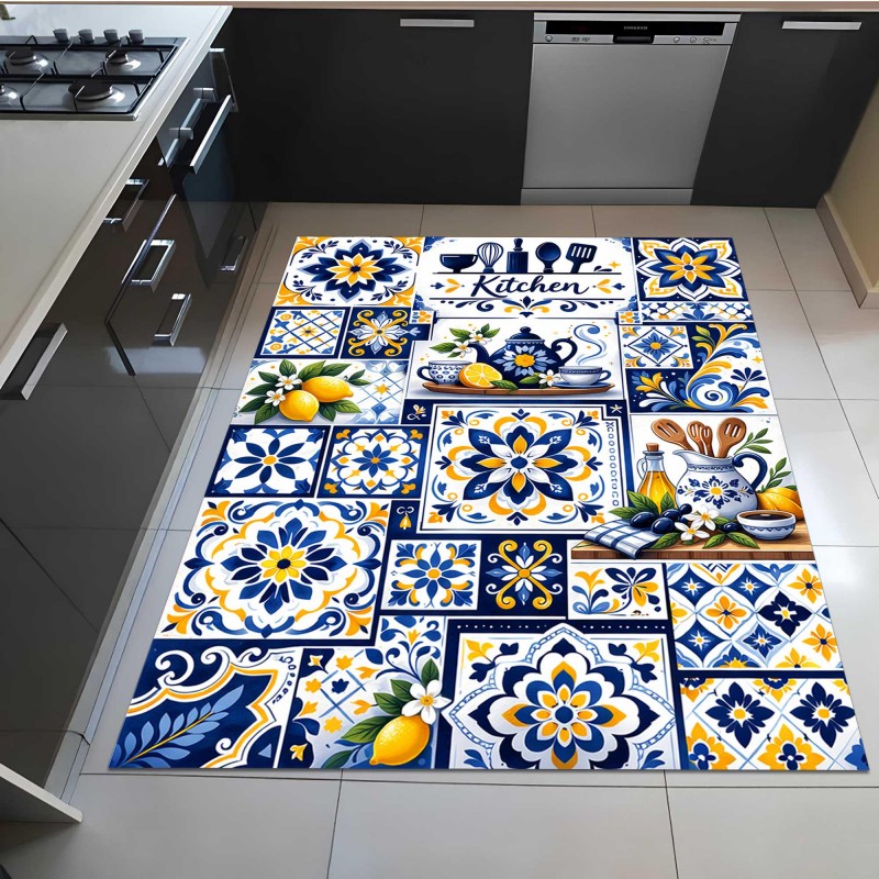Commercial Kitchen Tile Flooring - Tapete de cozinha com mosaico mediterrâneo,